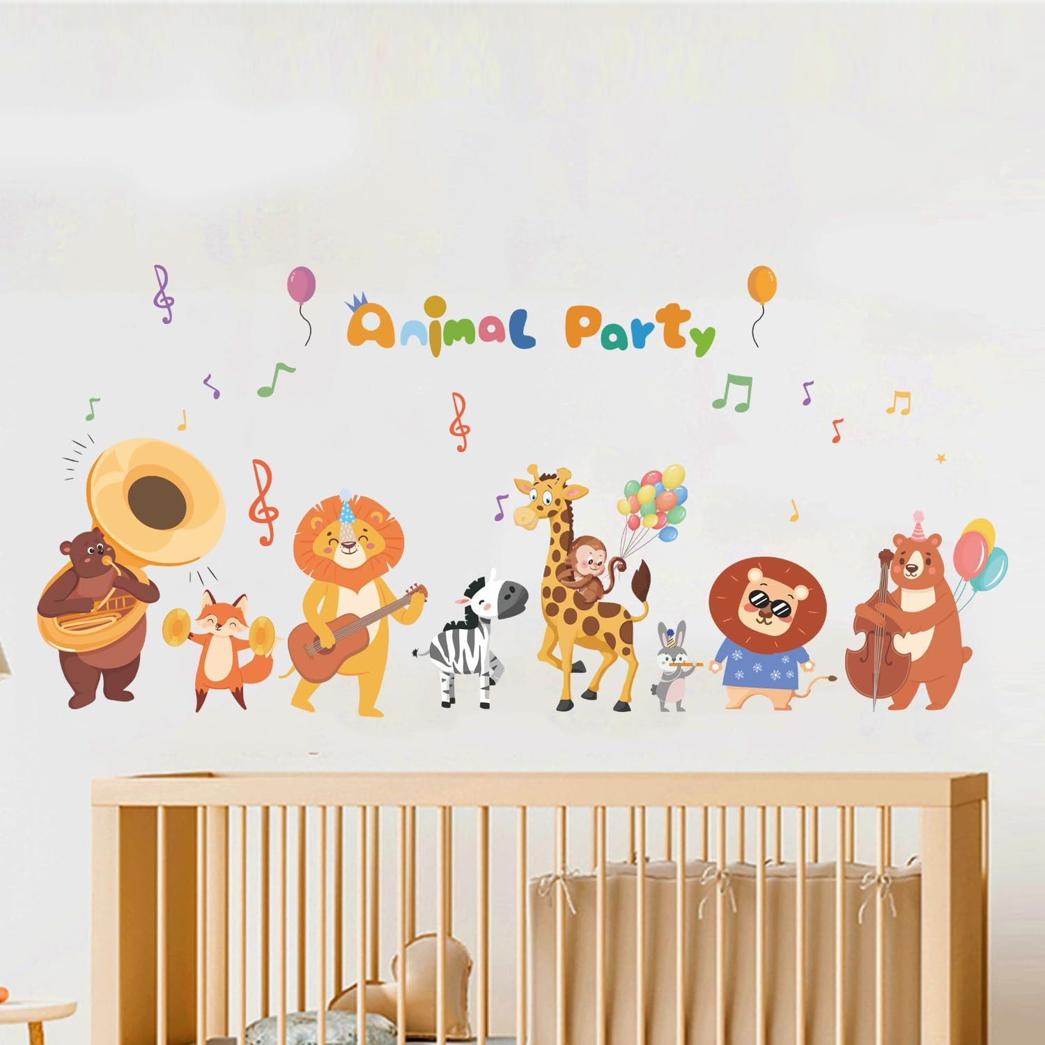 Kids Playroom Animals Wall Decals Large,Color Nursery Daycare Wall Stickers,C…