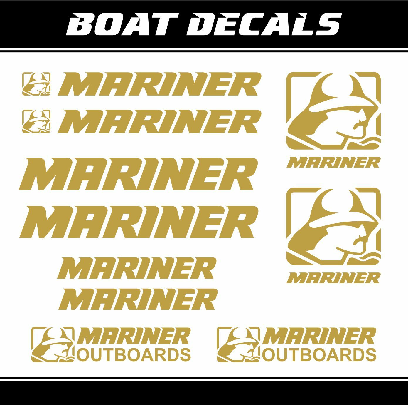 Mariner Outboards decal engine replacement boat sticker set ORACAL foil