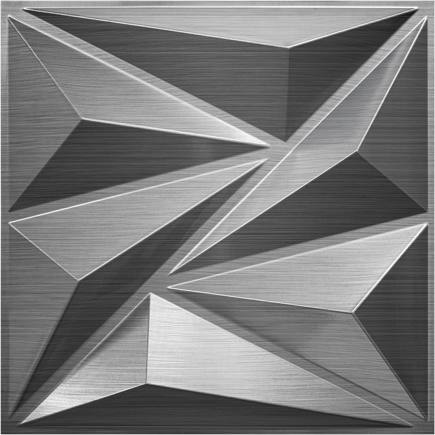 33 Pack 3D Textured Wall Panels – Brushed Silver Decor for Any Room