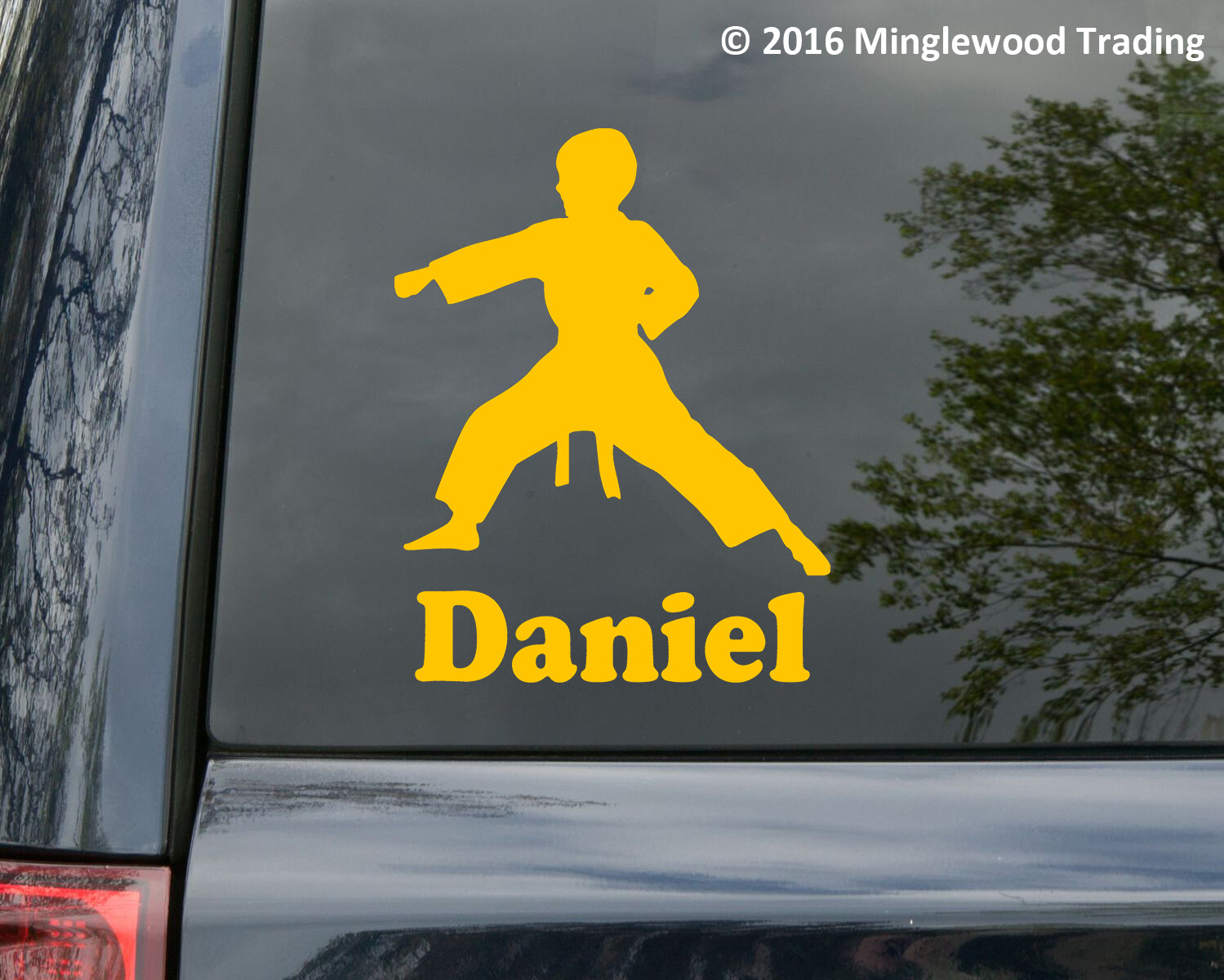 Karate Boy with Personalized Name Vinyl Decal Sticker | Taekwondo Judo Jiu-Jitsu