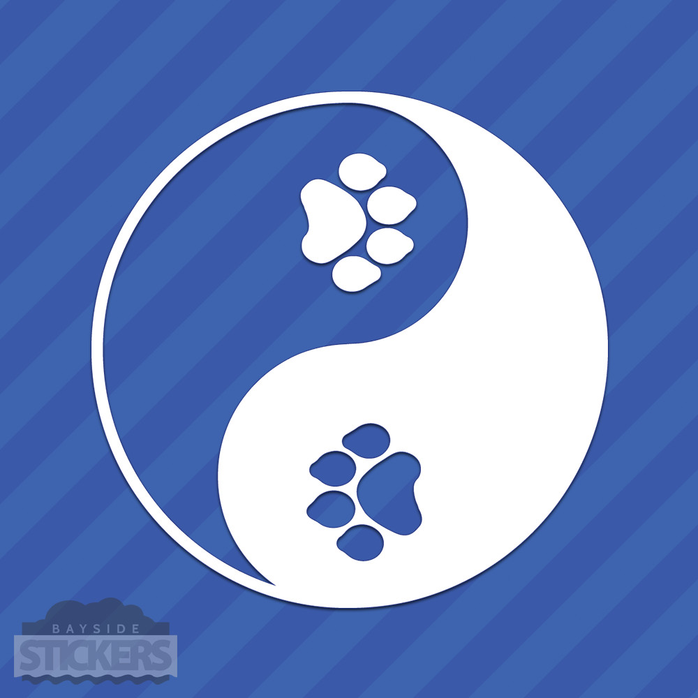 Yin Yang Paws Symbol Vinyl Decal Sticker