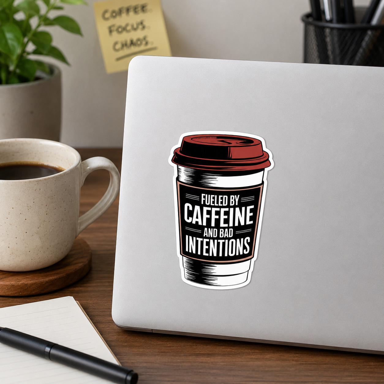 Fueled by Caffeine Sticker 4in Funny Coffee Cup Vinyl Decal for Laptop
