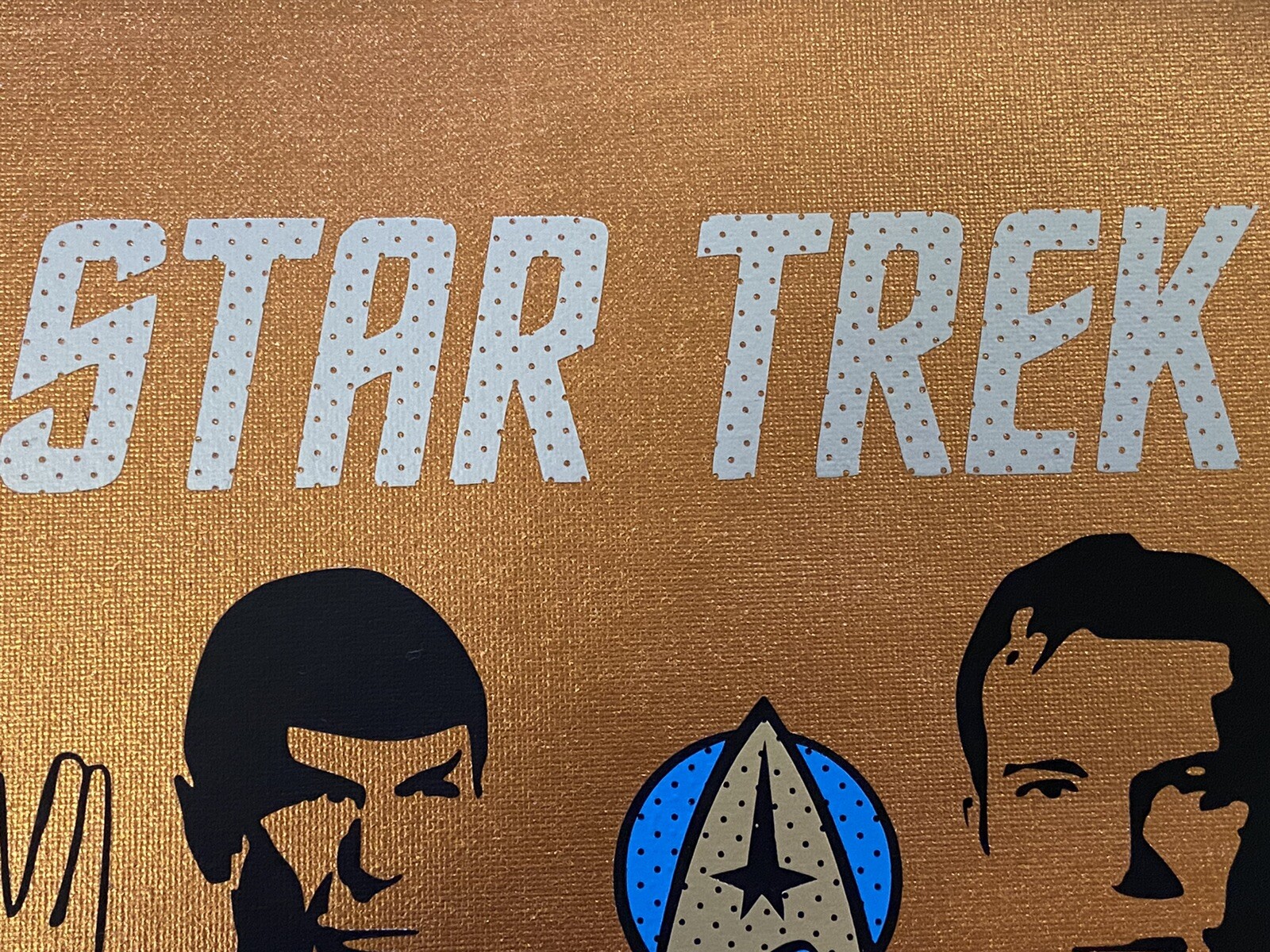 Handcrafted Star Trek Kirk & Spock Vinyl On Canvas 9×12 Signed Artwork B