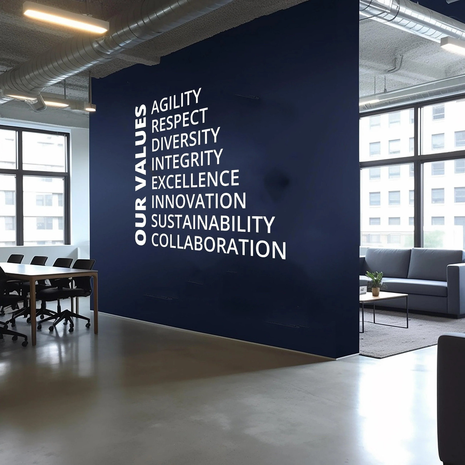 Our Values Office Wall Decal – Inspirational Conference Room Art Sticker –