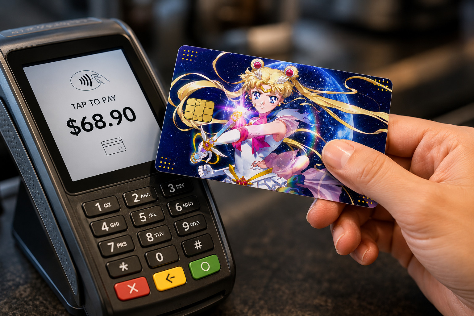 Blue Sailor Moon Credit Card Skin Anime Debit Card Vinyl Sticker