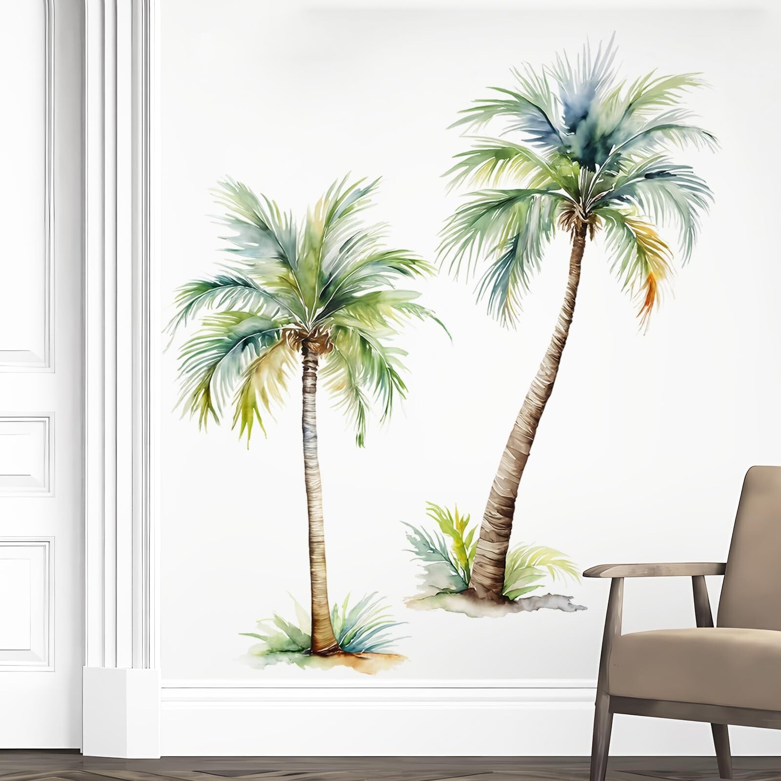 Tanlaby Large Palm Tree Wall Stickers Tropical Plants Wall Decals Watercolor …