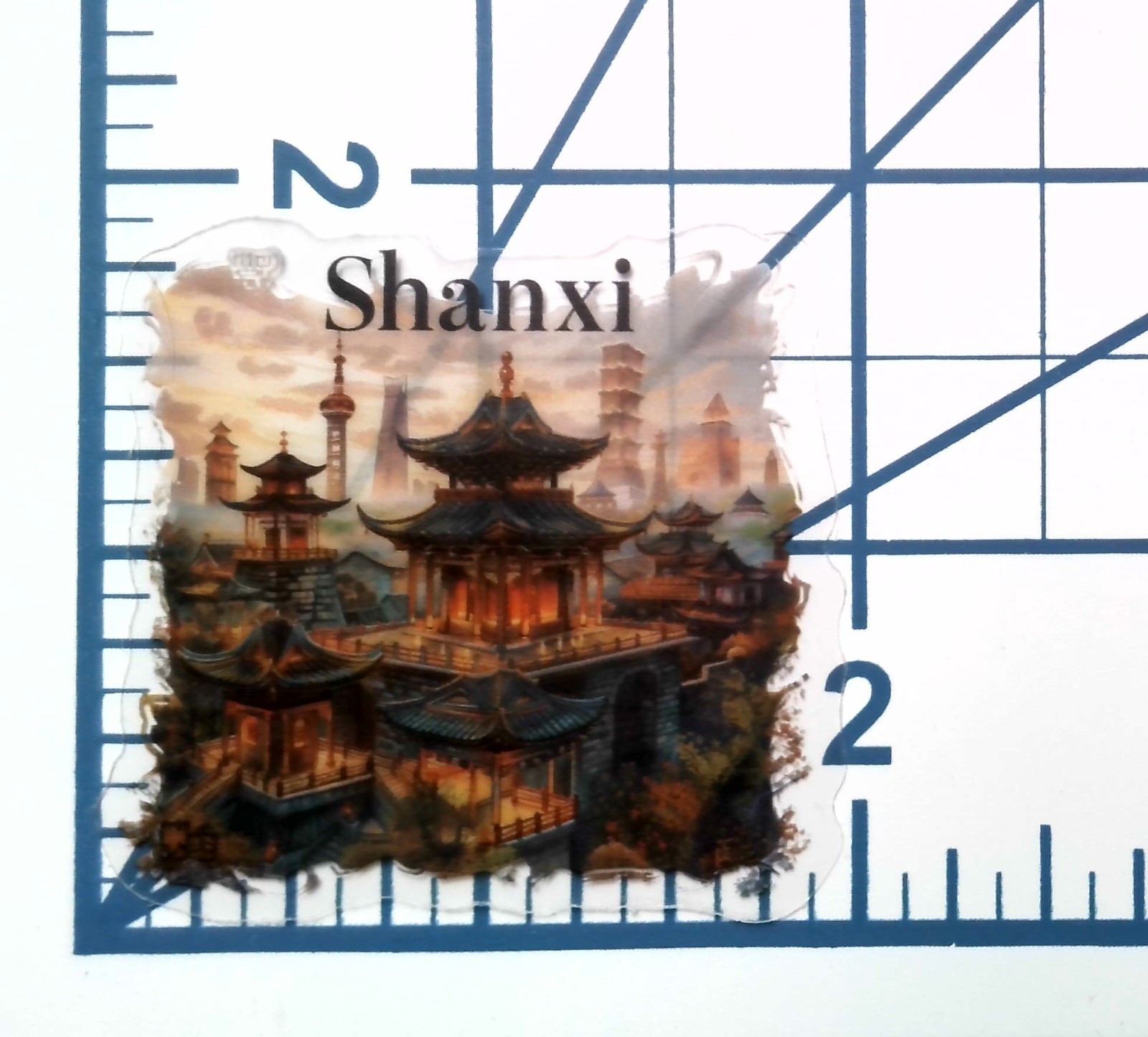 China Shanxi Province Pagoda Die Cut Clear Asian Skyline Vinyl Sticker Decal