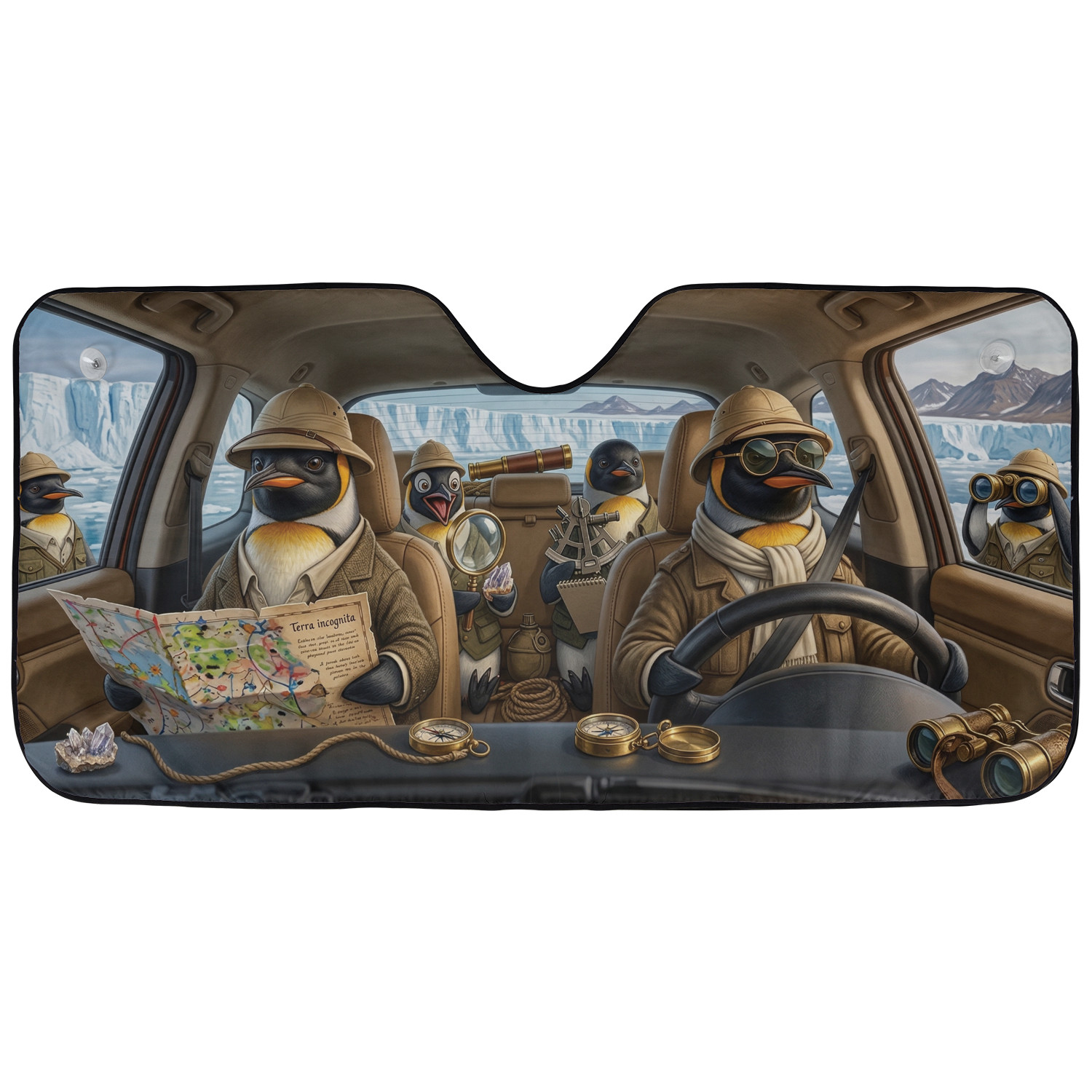 Cute Group Penguins Car Sunshade Funny Animal Windshield Sun Shade Car Truck