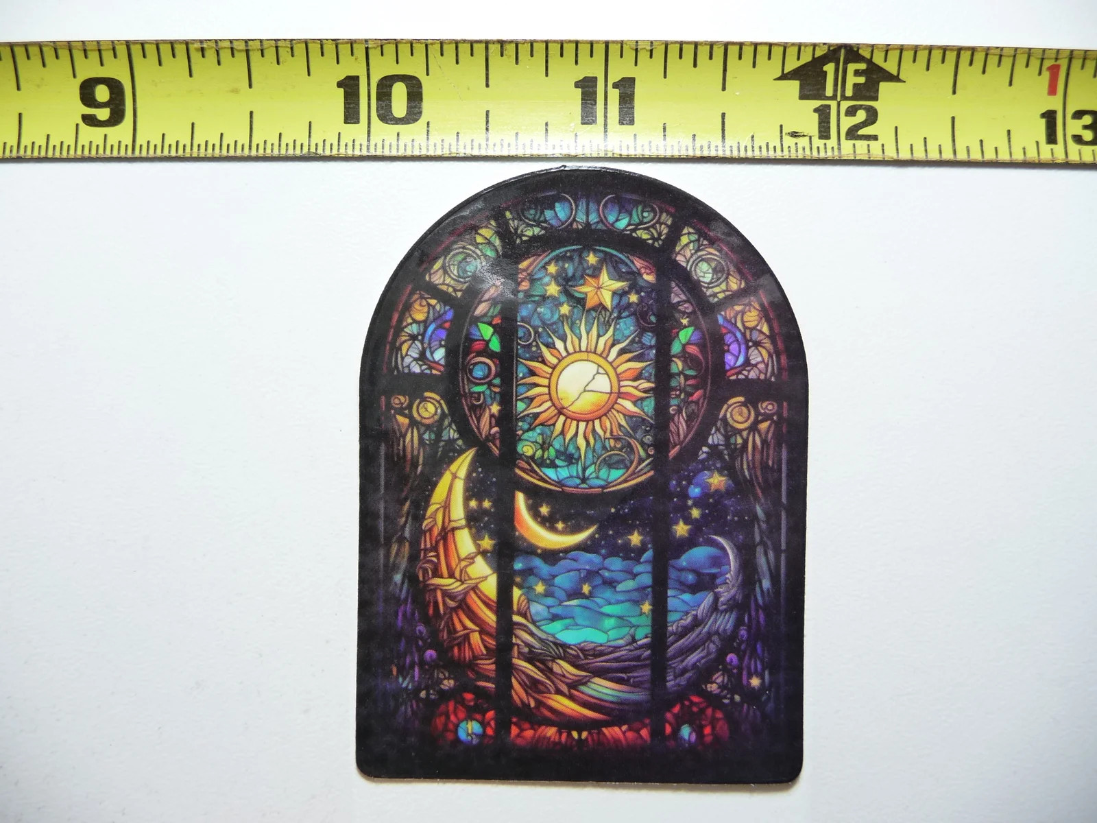 SUN MOONS STARS SMALL STICKER DECAL STAINED GLASS STYLE BEAUTIFUL COLORS