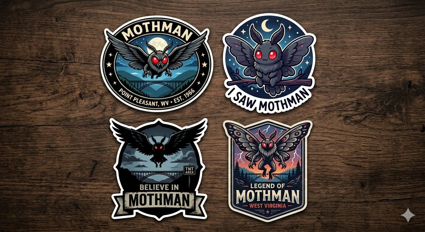 4 Pieces Mothman Stickers Decal Phone Laptop