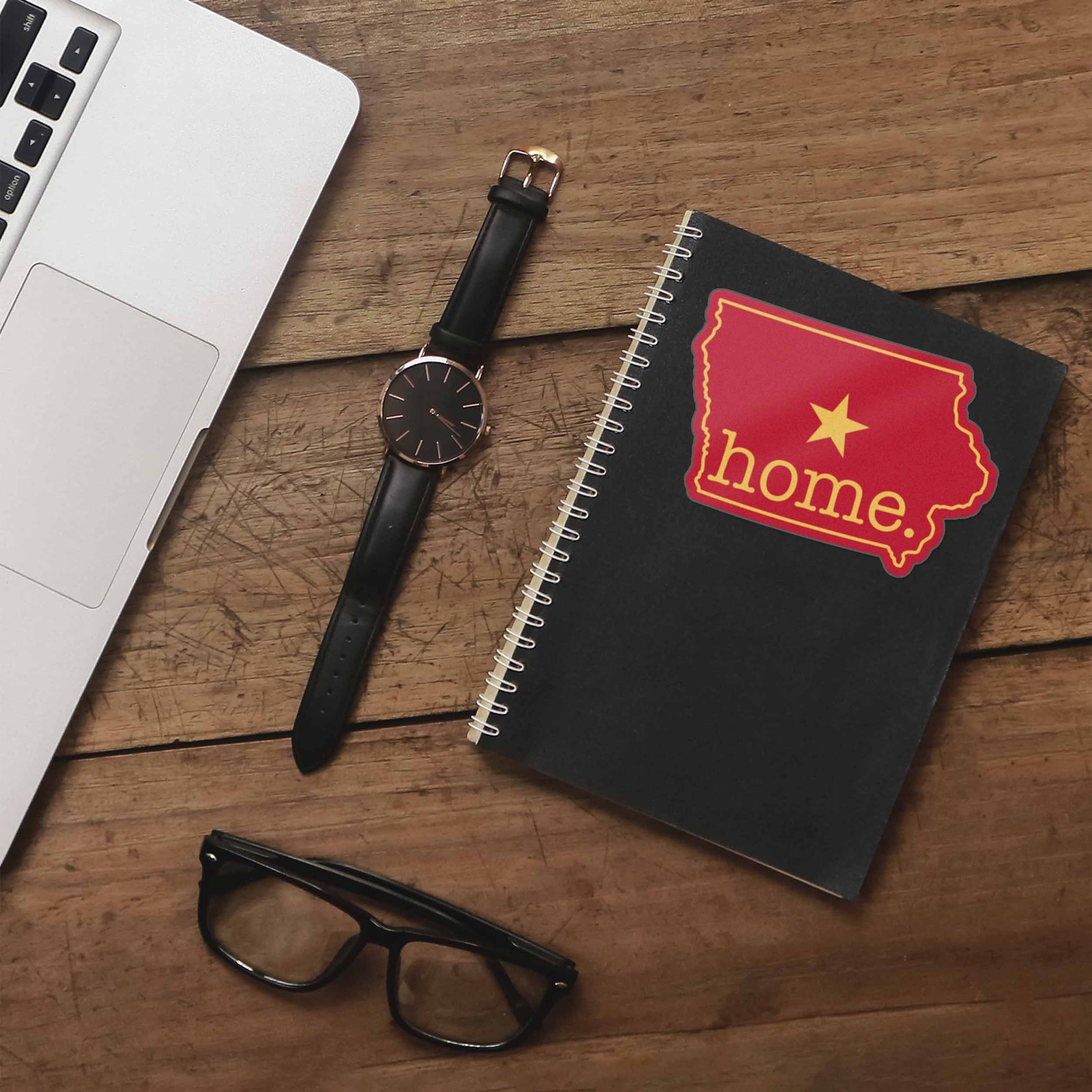Red Iowa Home Sticker – Cute Ames IA Midwest Decal