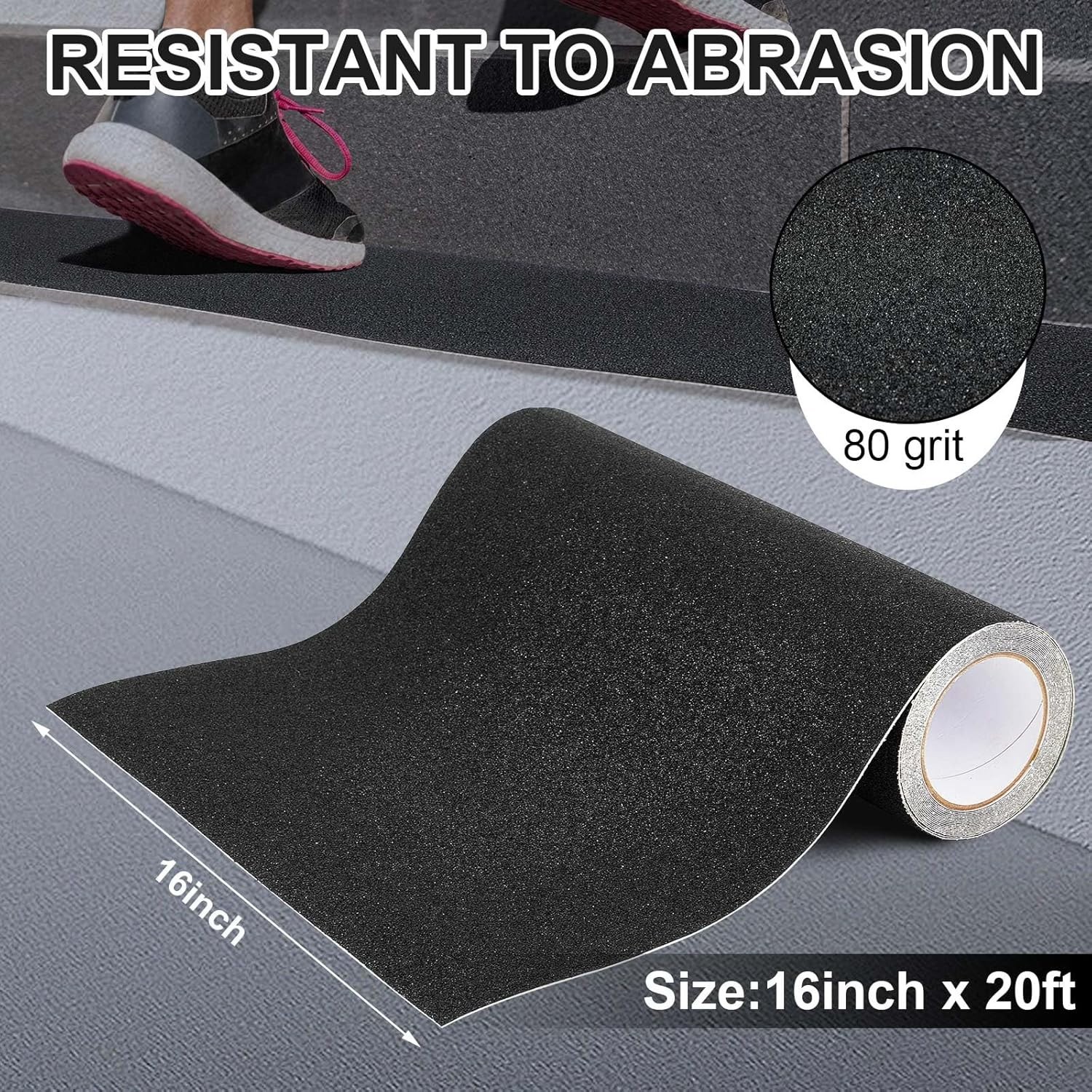 Anti Slip Traction Tape 16 Inch x 20 ft Widen Waterproof Non Skid Tape Durable G