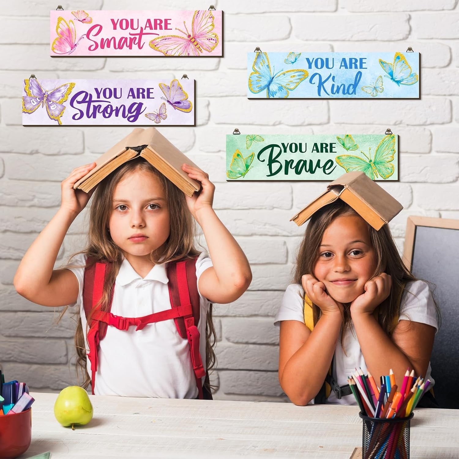 Inspirational Butterfly Wood Signs 4 Pc Set Motivational Bedroom Wall Decor
