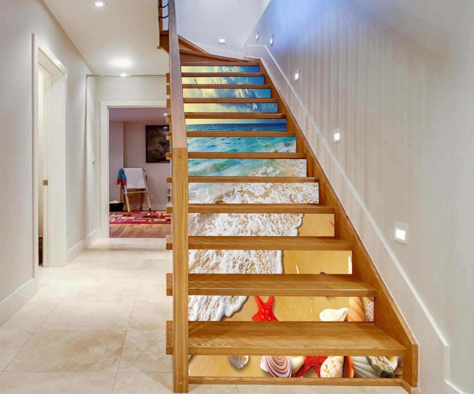 3D Starfish Conch AZ844 Stair Risers Decoration Mural Vinyl Wallpaper Kay