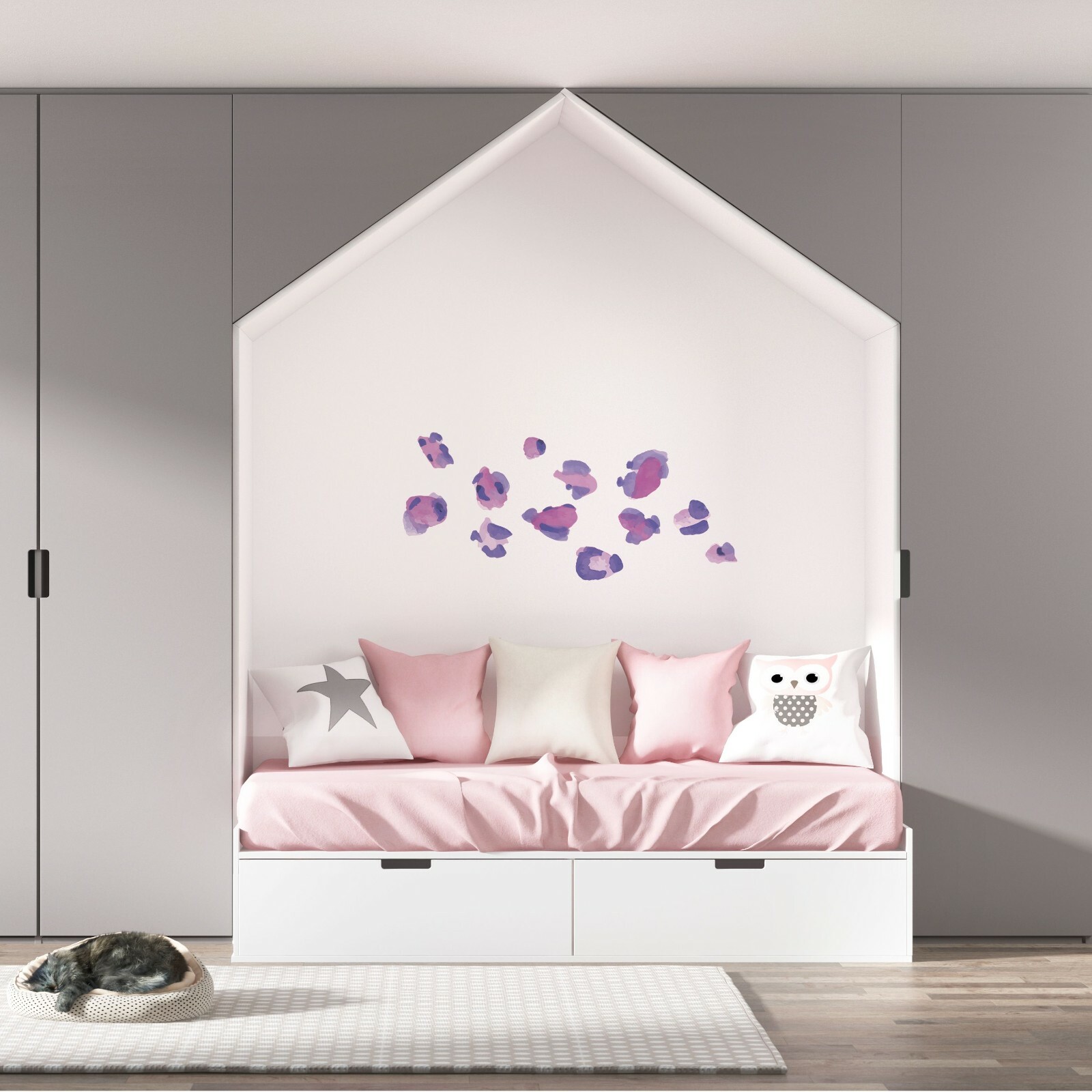 Vinyl Adhesive Art Shades Of Purple Leopard Skin Prints Design Home Wall Decal