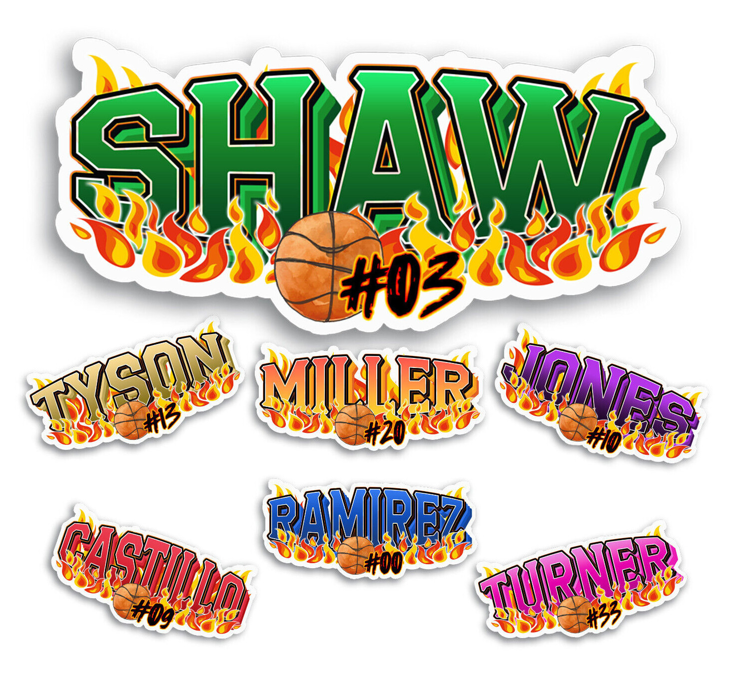 Custom Vinyl Name Sticker – Team Sports Basketball Spirit – Custom Colors Cool