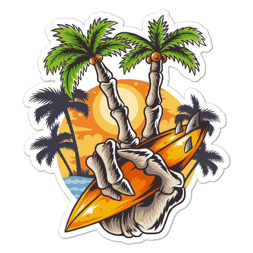 Palm Trees Peace Surf, Vinyl Decal Sticker, Indoor Outdoor, 3 Sizes, #7986