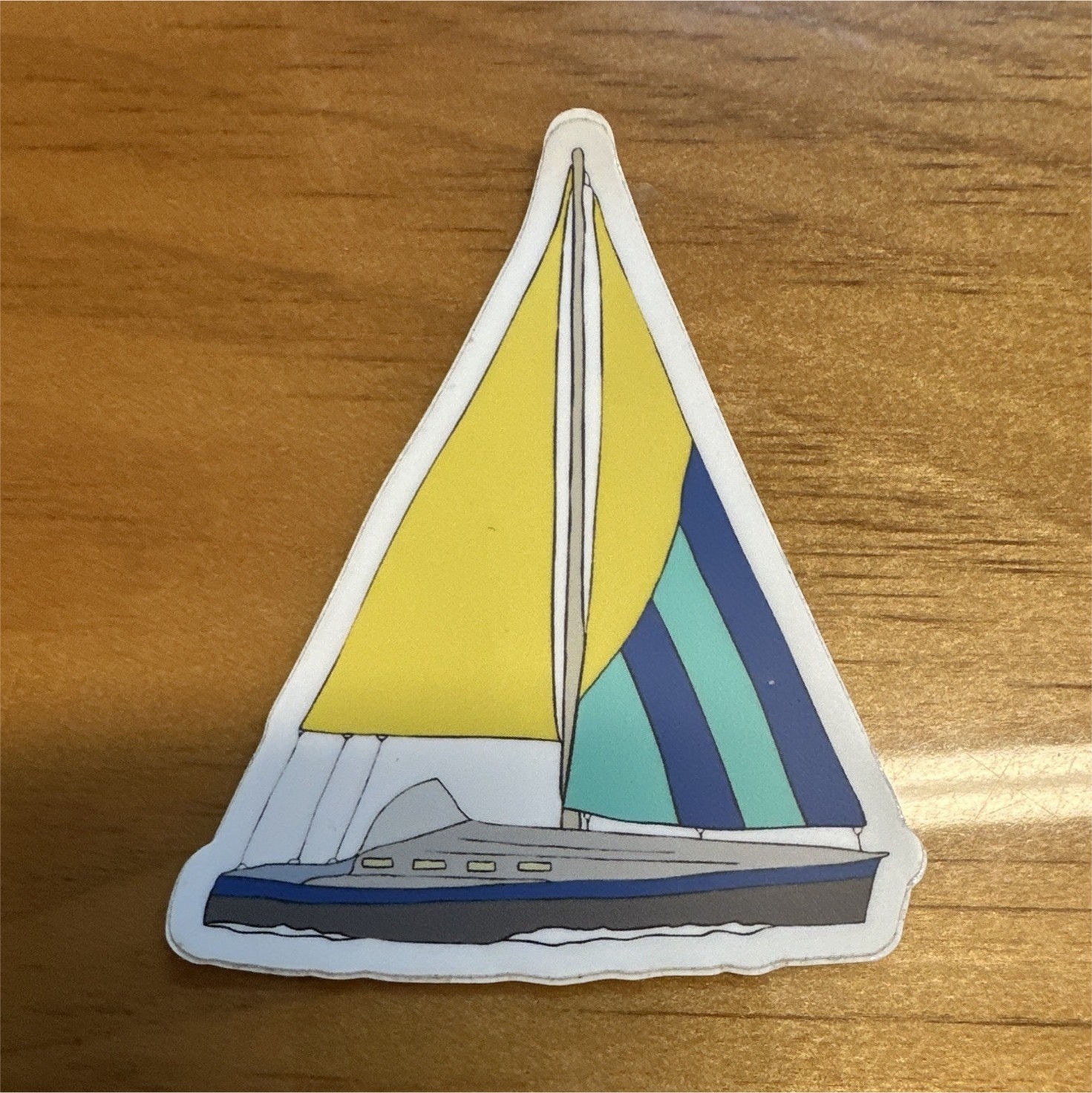 Sailboat Nautical Vinyl Sticker Decal Yellow Blue White for Adults Teens Unisex