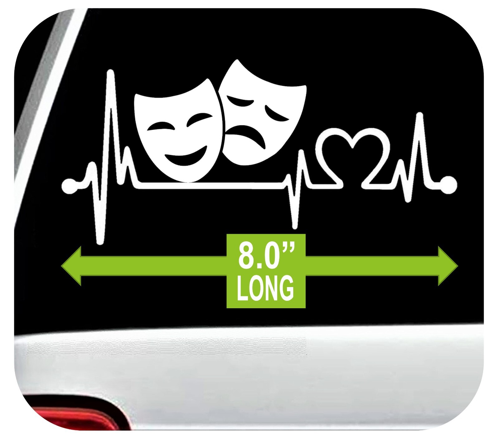 Comedy Tragedy Drama Theater Masks Heartbeat Lifeline Decal Sticker for Car 2089