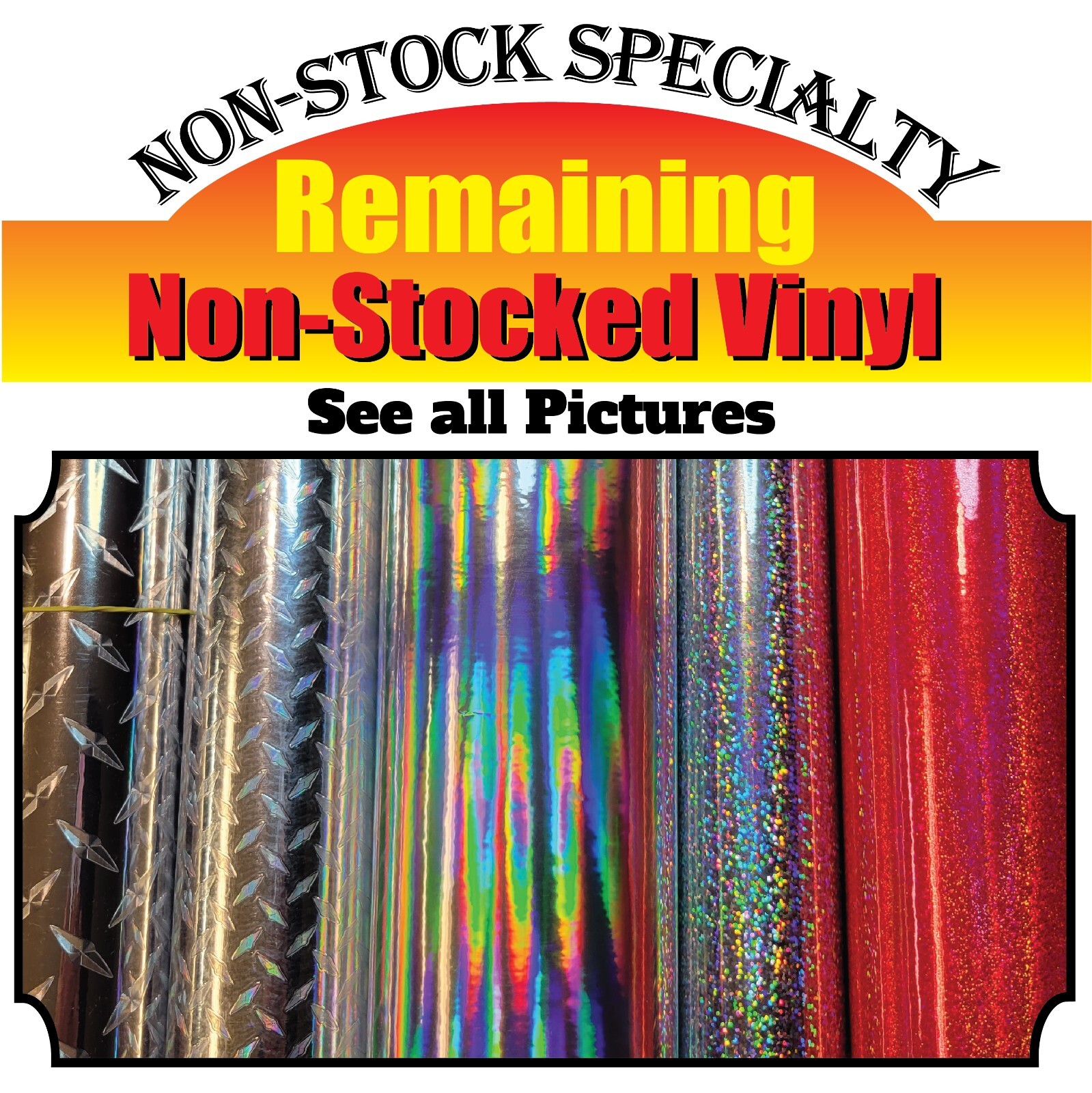 Custom Decal Vinyl Text Specialty Non- Stock Vinyls Chrome Carbon fiber Metallic