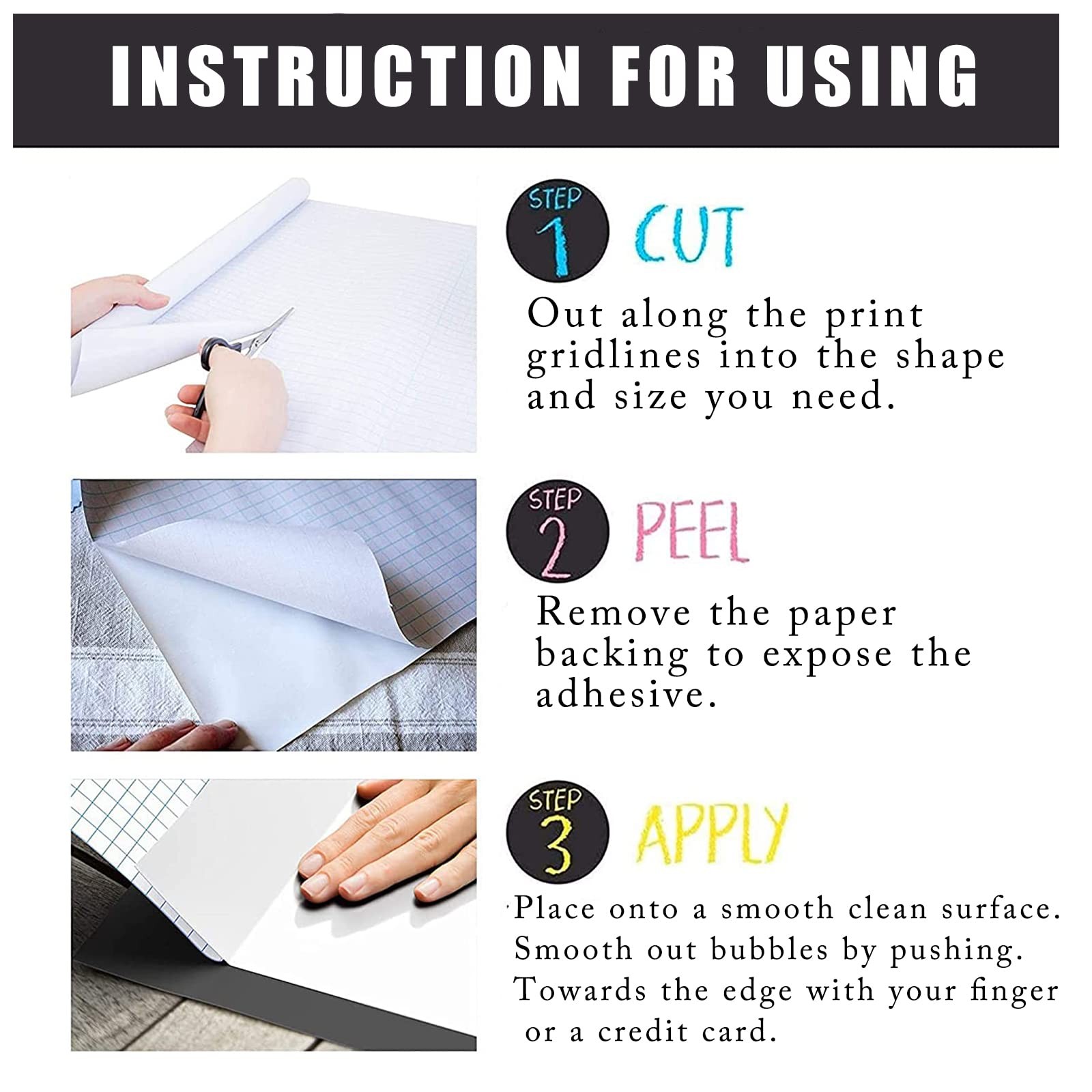 Self Adhesive White Board Paper – Dry Erase Wall Stickers Roll 17.7" x 78.7" …