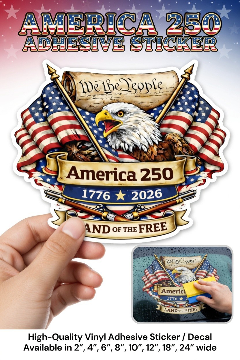 America 250 Adhesive Sticker | 1776–2026 Patriotic Decal | America’s 250 Years