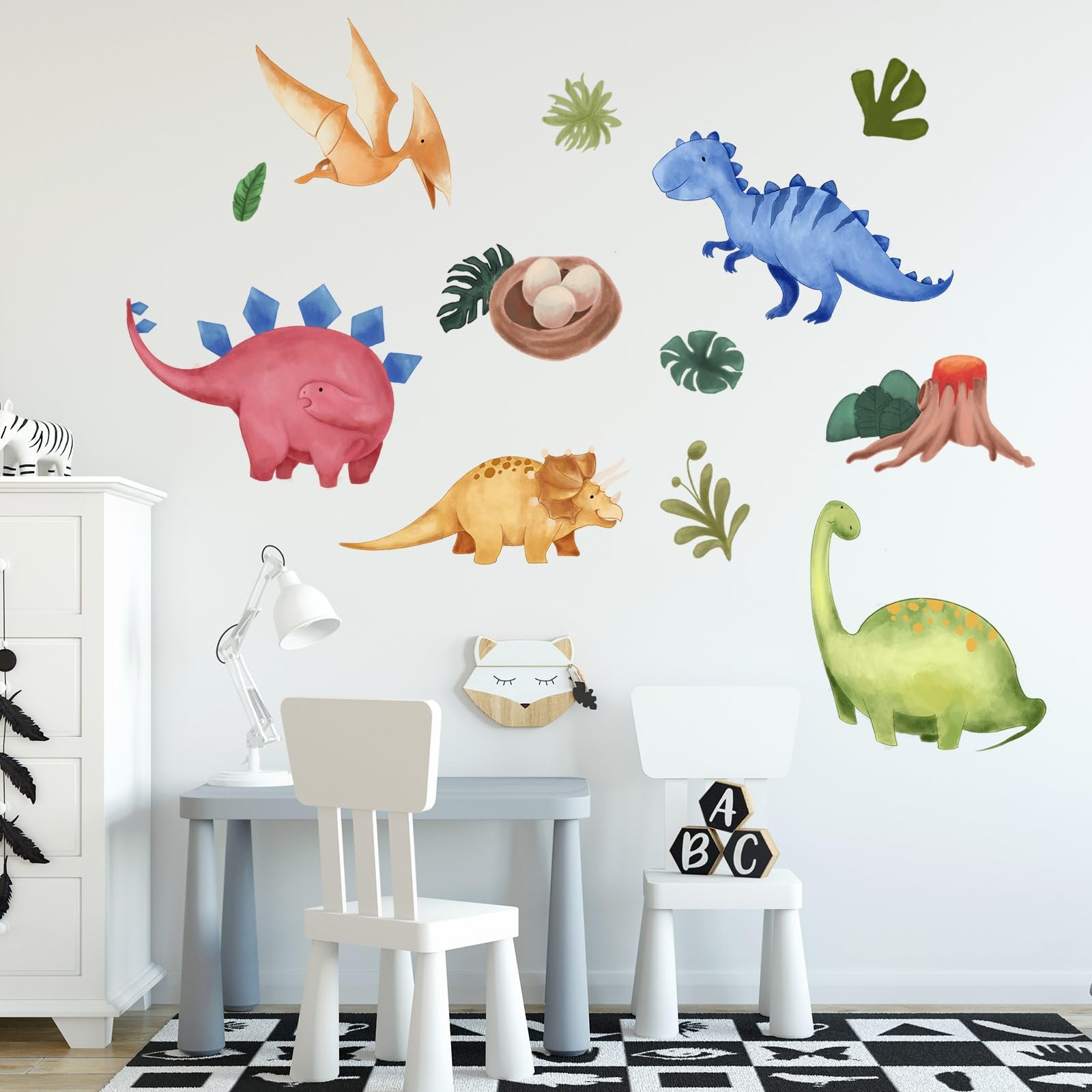 Dinosaurs Wall Decals Stickers, Dino Playroom Decor Neutral for Kids, Nursery…