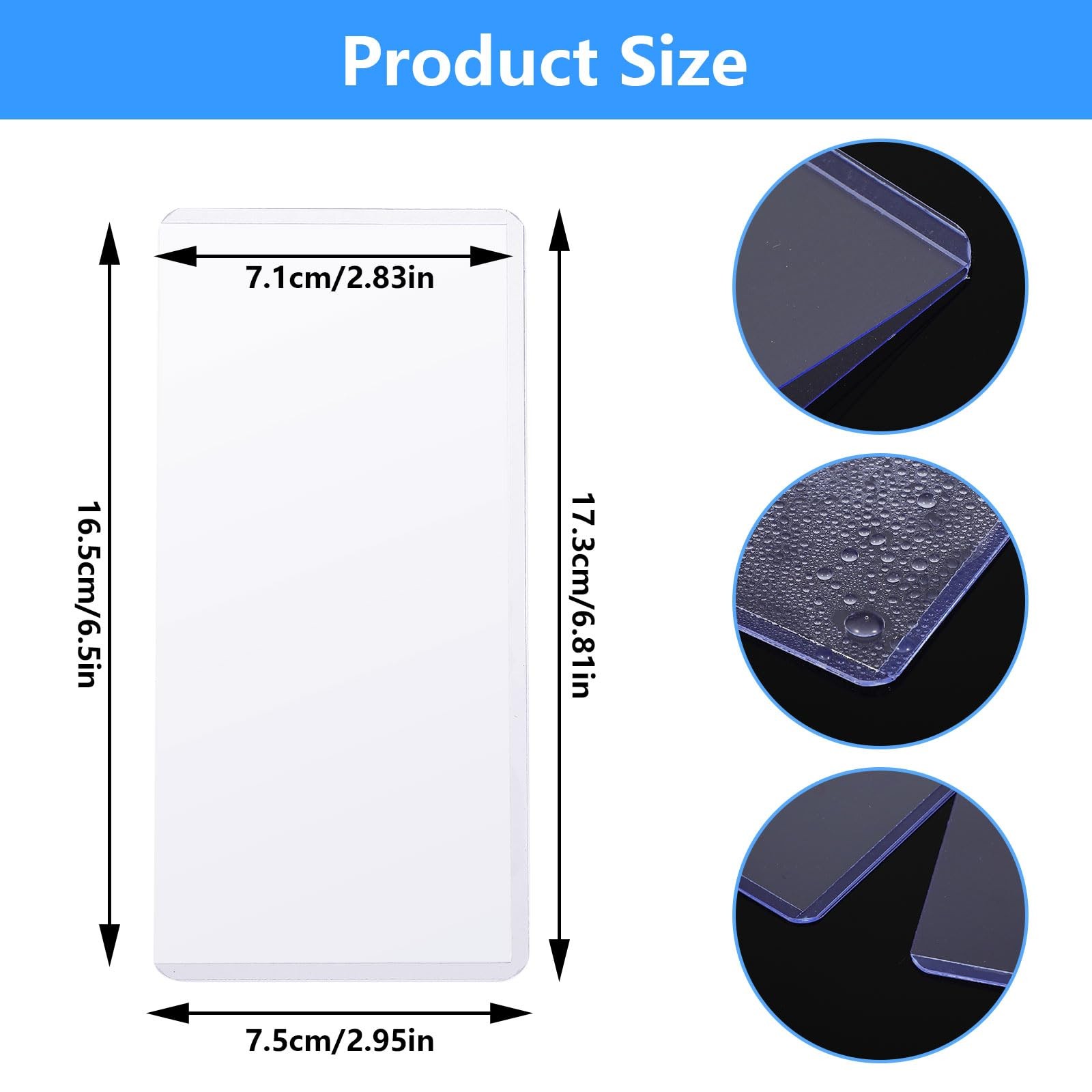 6 Pack Clear Dollar Bill Holders 6.81 x 2.95 Inch Transparent Currency Sleeves