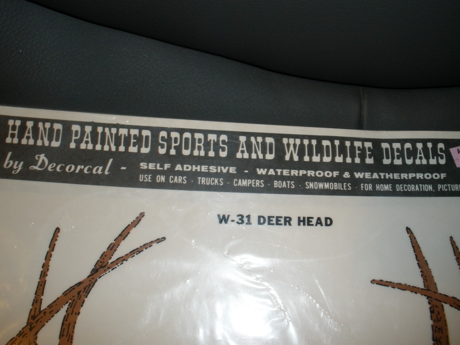 New Vintage 1986 Decorcal Hand Painted Sports & Wildlife DEER HEAD Decal W31