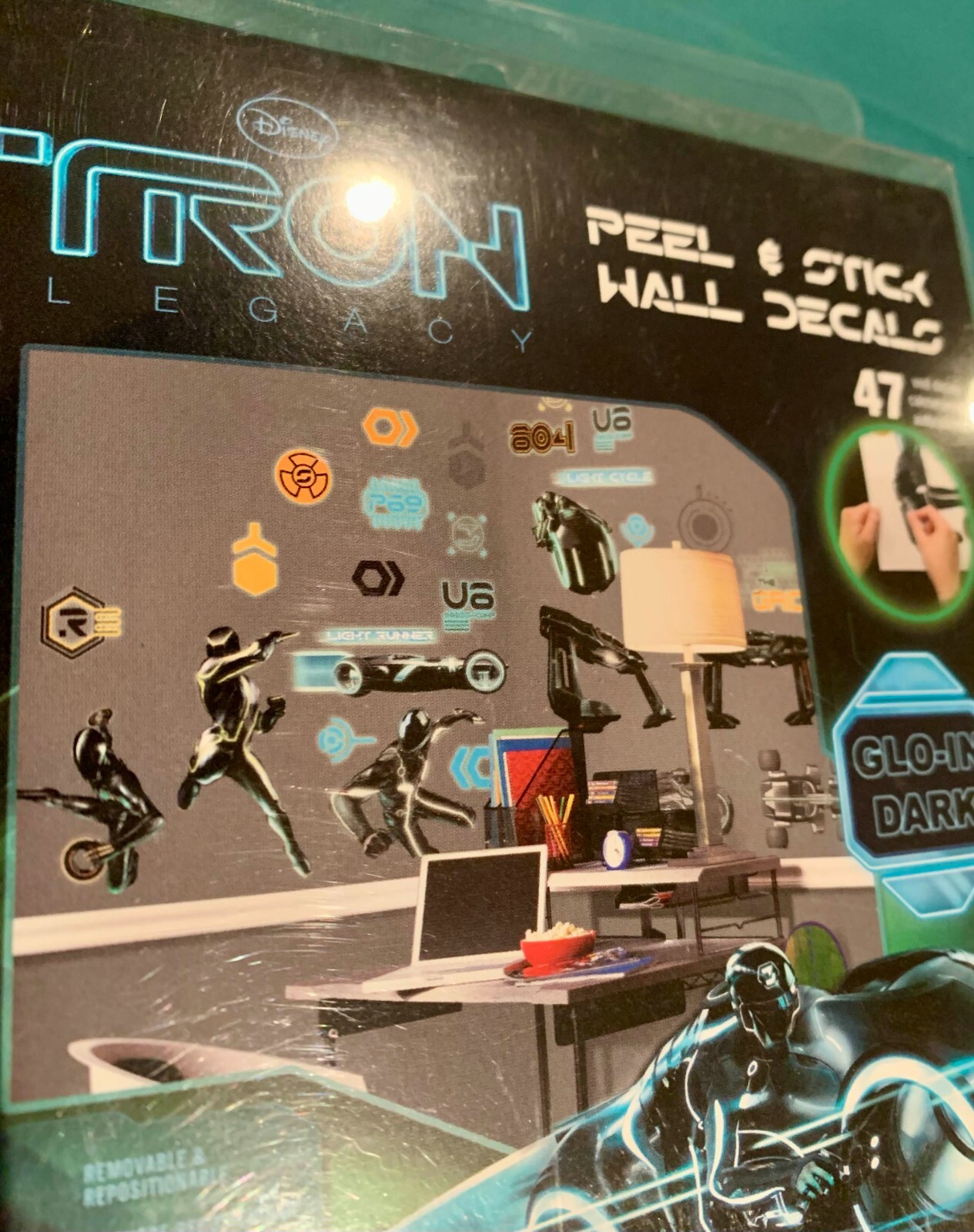 New Tron Legacy Peel and stick wall Decals Glow in the Dark Bedroom Disney