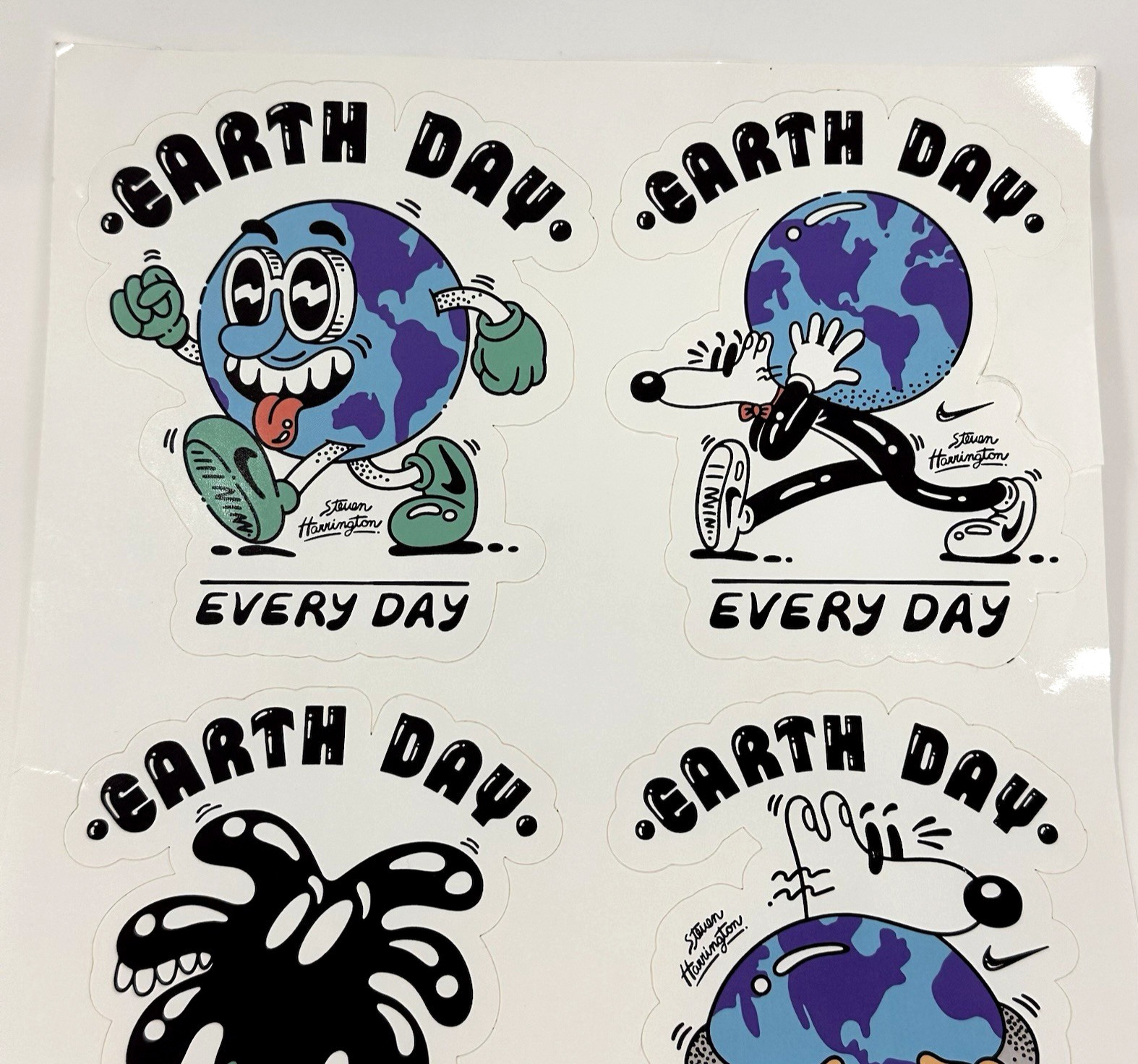 Nike ACG X Steven Harrington Sticker Sheet Earth Day Pack 6 Decals 4" Nike Logo