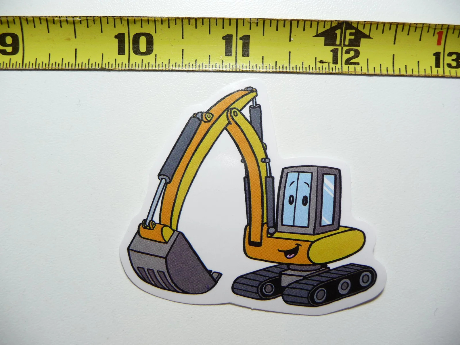 LEFT KIDS CARTOON EXCAVATOR SMALL STICKER DECAL CONSTRUCTION MACHINERY