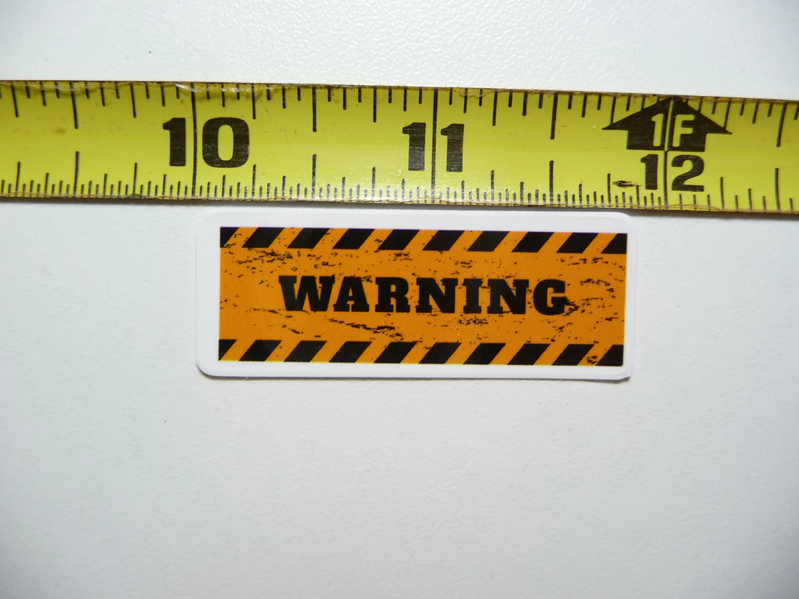 WARNING WITH STRIPES SMALL STICKER DECAL FUN FUNNY SCRAPBOOKING NOVELTY