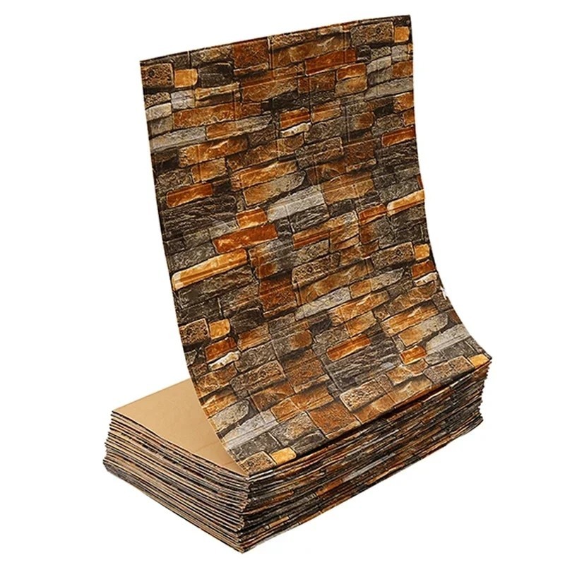 3D Soft Foam Brick Wallpaper Roll Self Adhesive Waterproof Wall Stickers 70x200c
