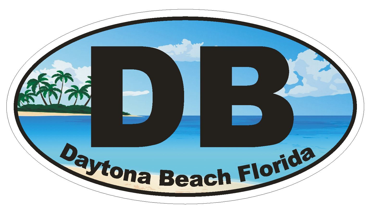 DB Daytona Beach Florida Oval Bumper Sticker or Helmet Sticker D1122