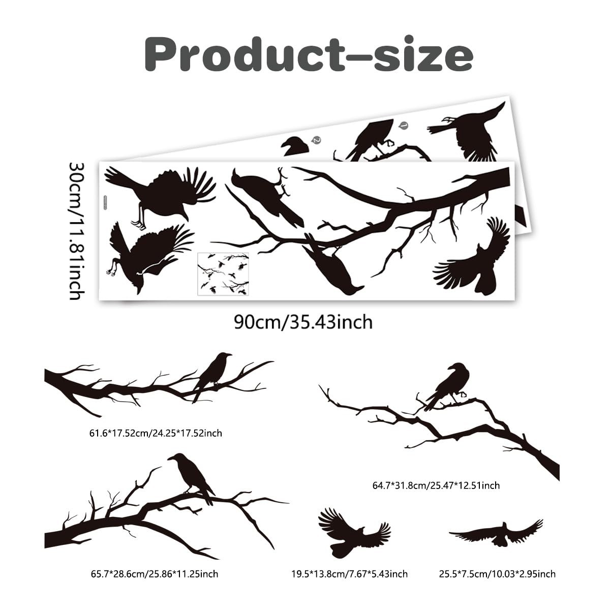 Raven Peel and Stick Wall Stickers – Black Crows, Winter Crows