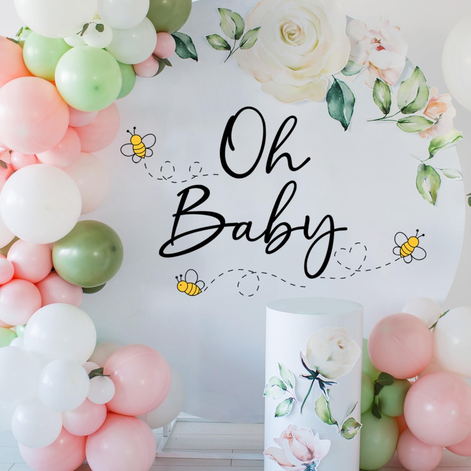 Oh Baby Letters Bees Decal Sign for Backdrop Boy Girl Neutral Gender Reveal D…