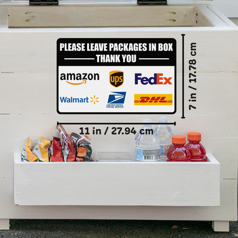 Please Leave Packages in Box Delivery Sign Sticker Vinyl Decal Amazon UPS FedEx