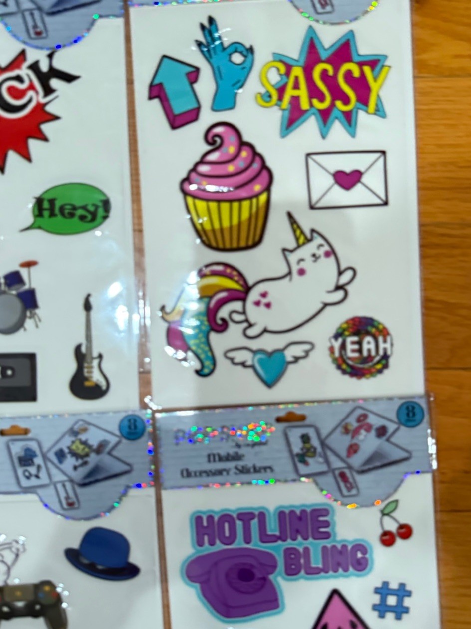 Pop Shop Mobile Accessory Stickers Tiger Pizza 8pc Lot Of 4
