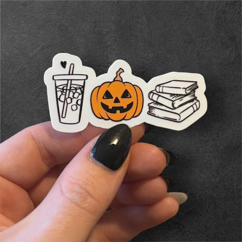 Iced coffee| halloween| books sticker| girly stickers| Jackolantern sticker