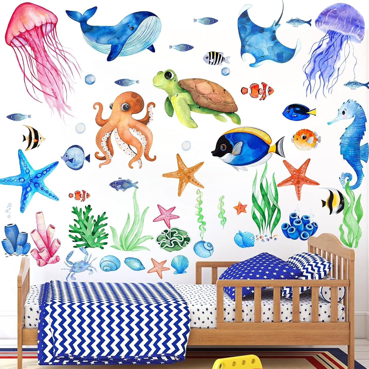 Waterproof Under The Sea Stickers – Removable Glow in The Dark Wall Art for Kids