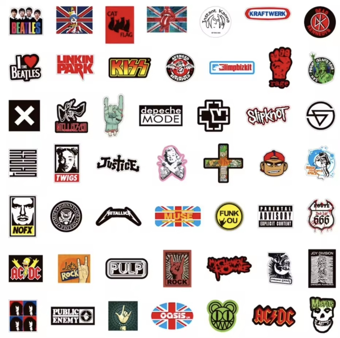 100 Rock And Roll Music Band Stickers Punk Graffiti Stickers For Laptop Guitar