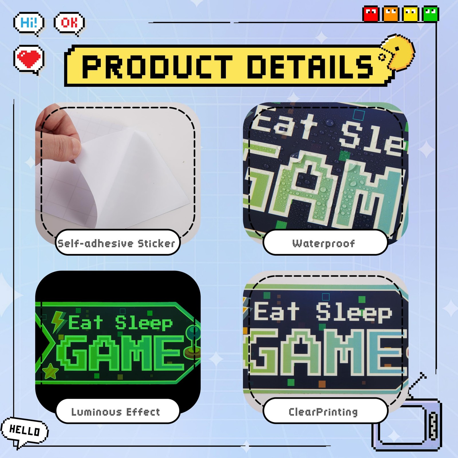 10 Pcs Glow in The Dark Video Game Wall Stickers, Game Controller Video Gamin…