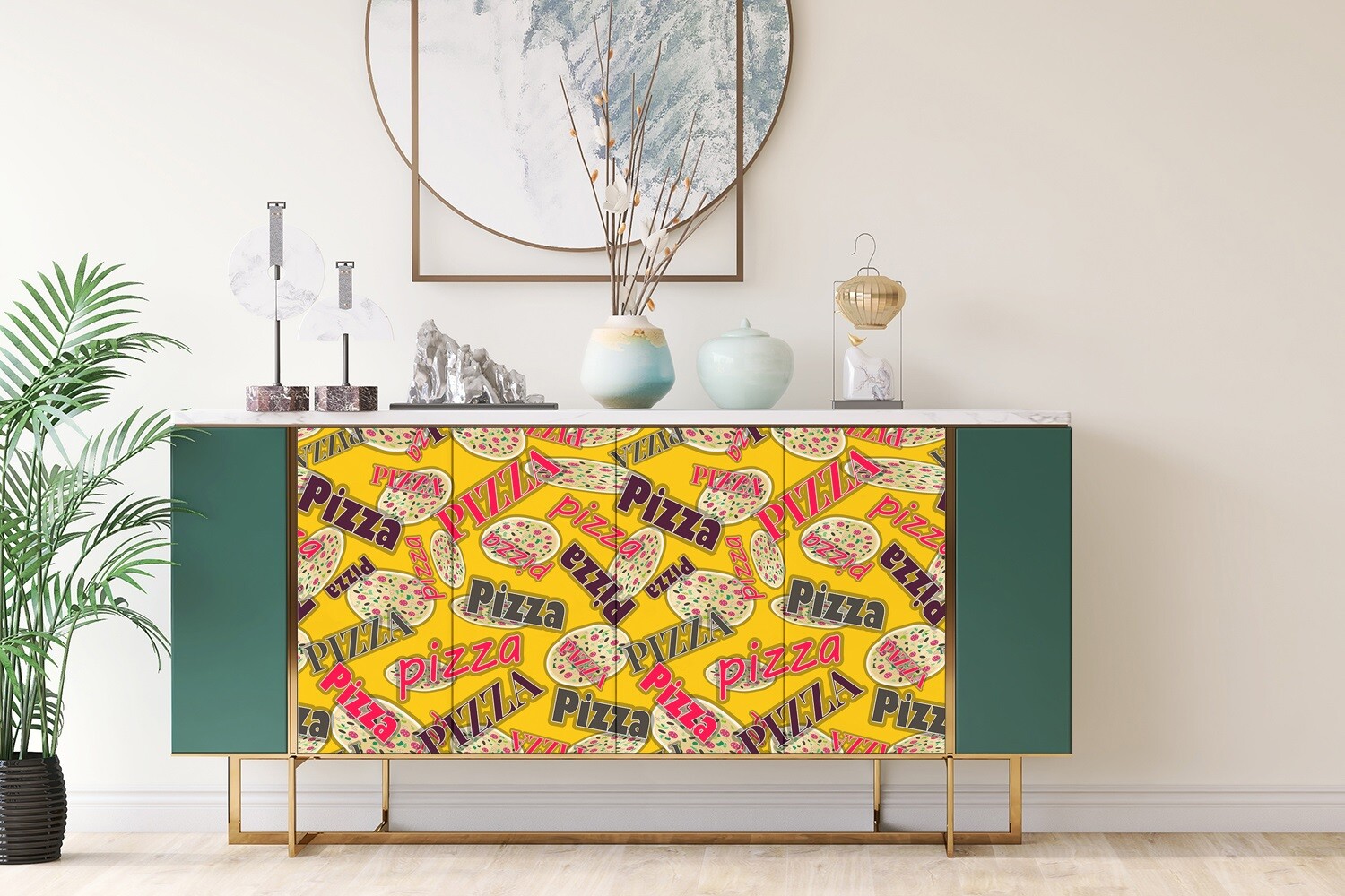 Worktop Covering Decorative Stickers Self Adhesive Vinyl Wrap Love pizza 100×50