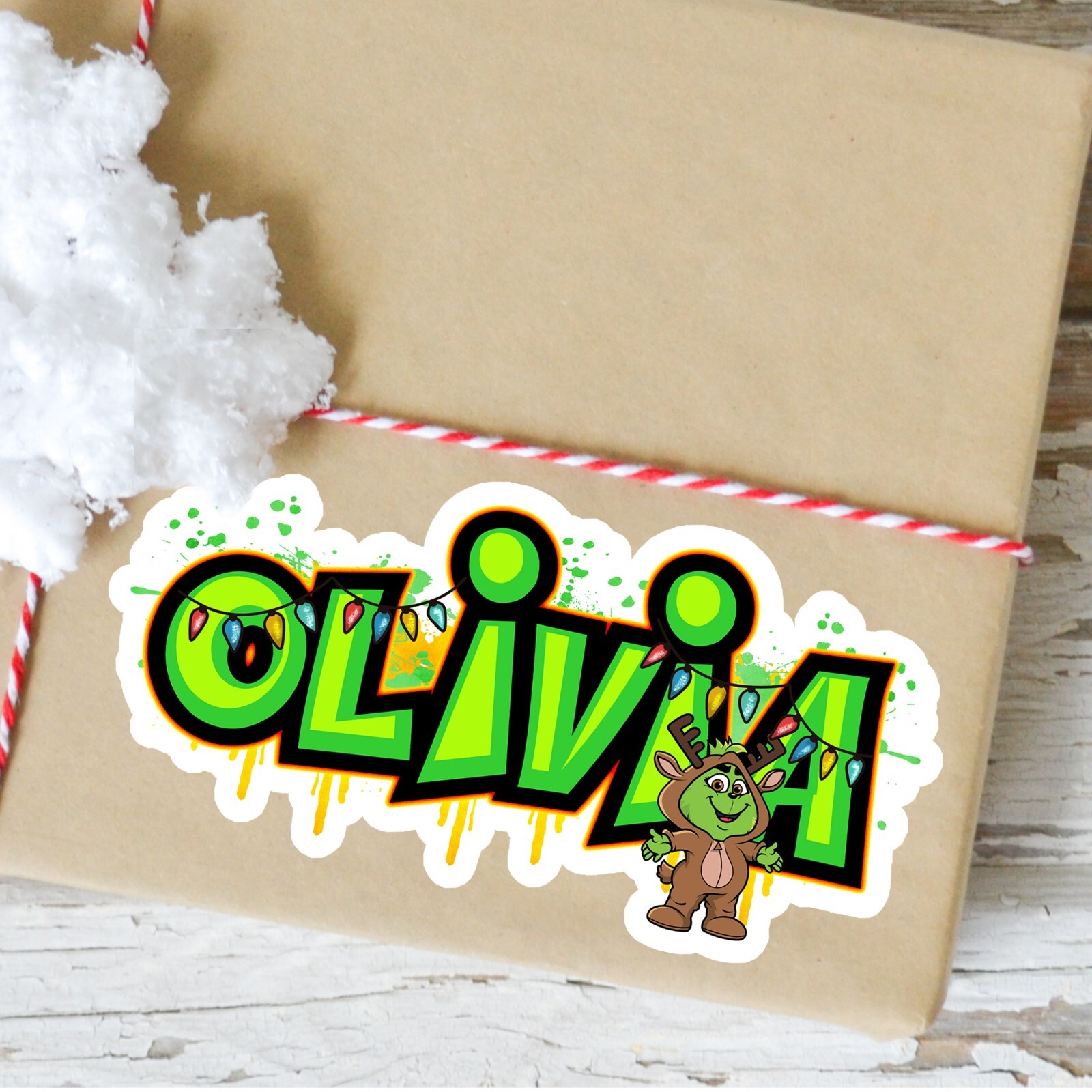 Custom Christmas Name Sticker Popular Character Reindeer Graffiti Vinyl Decal