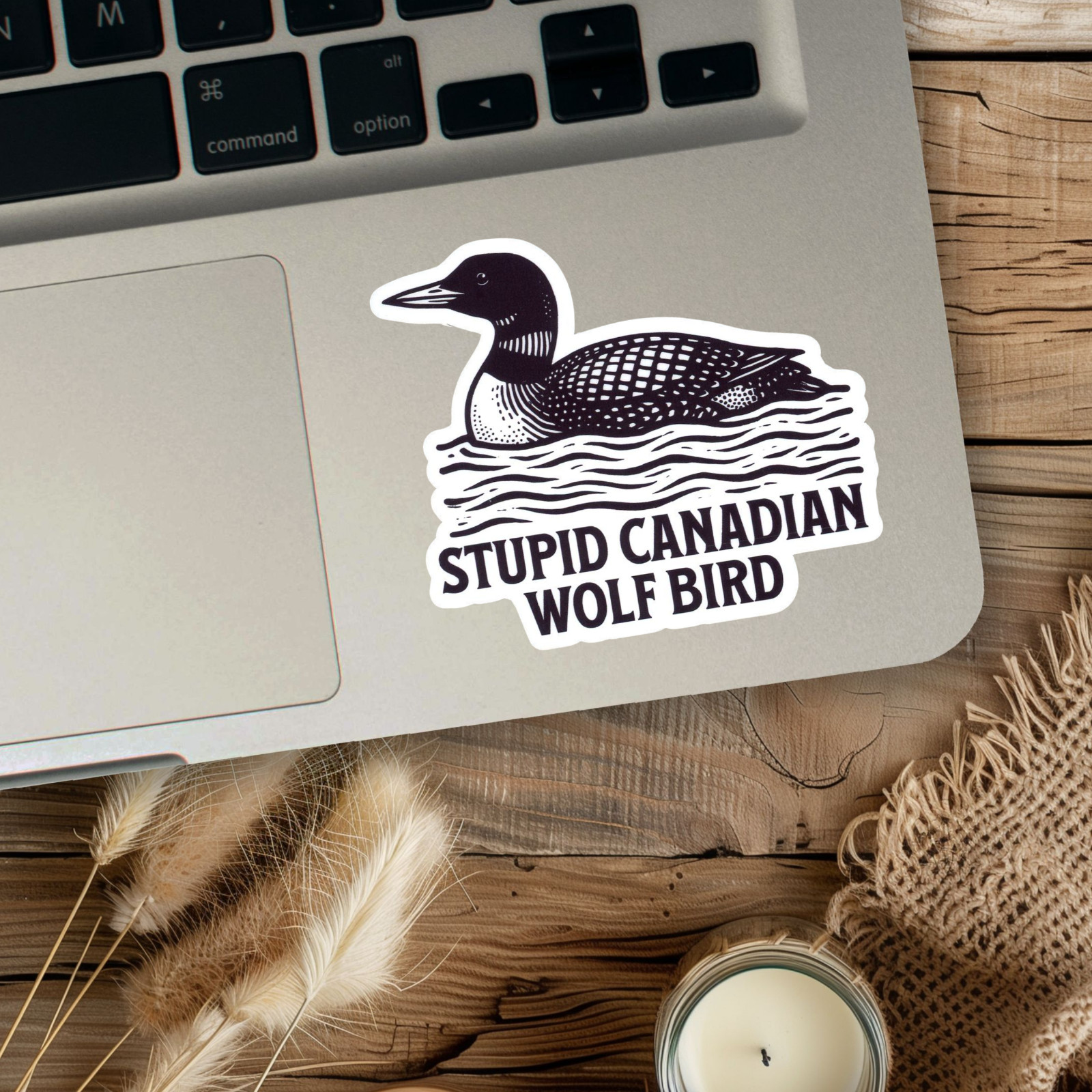 Stupid Canadian Wolf Bird Sticker, Hockey Romance Hockey Sticker