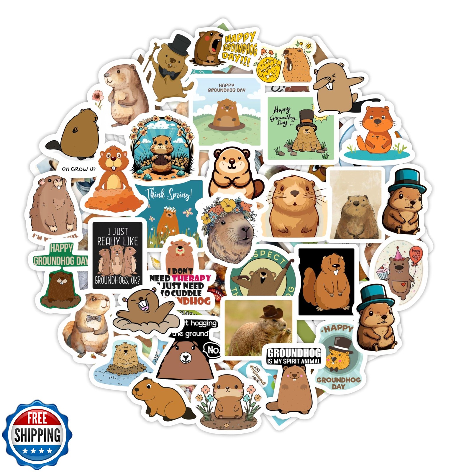 BulbaCraft Groundhog Stickers for Water Bottle and Laptop – Cute Animal Decor
