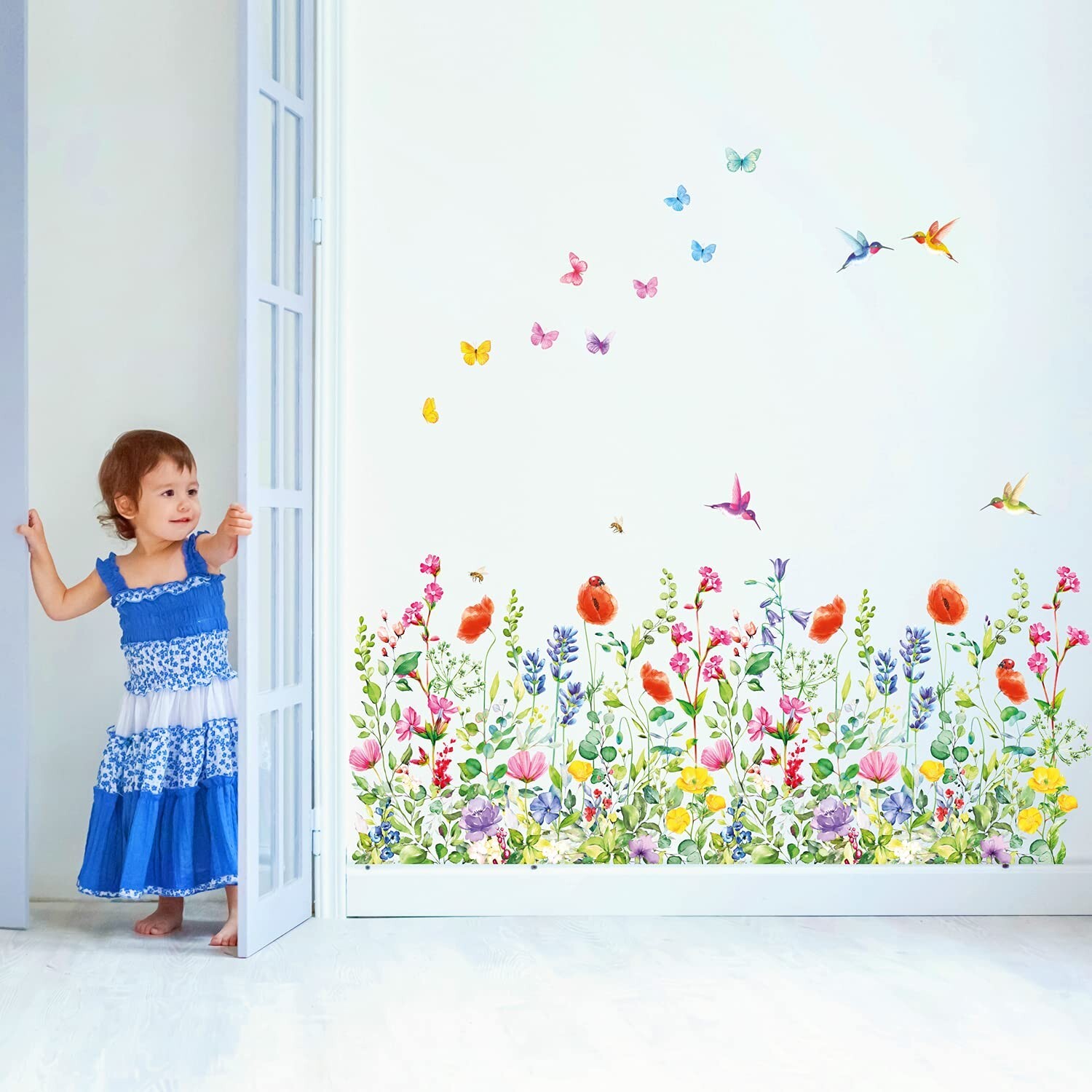 DECOWALL SG2-2114 Garden Flower Wall Stickers Birds Plants Floral Decals Remo…
