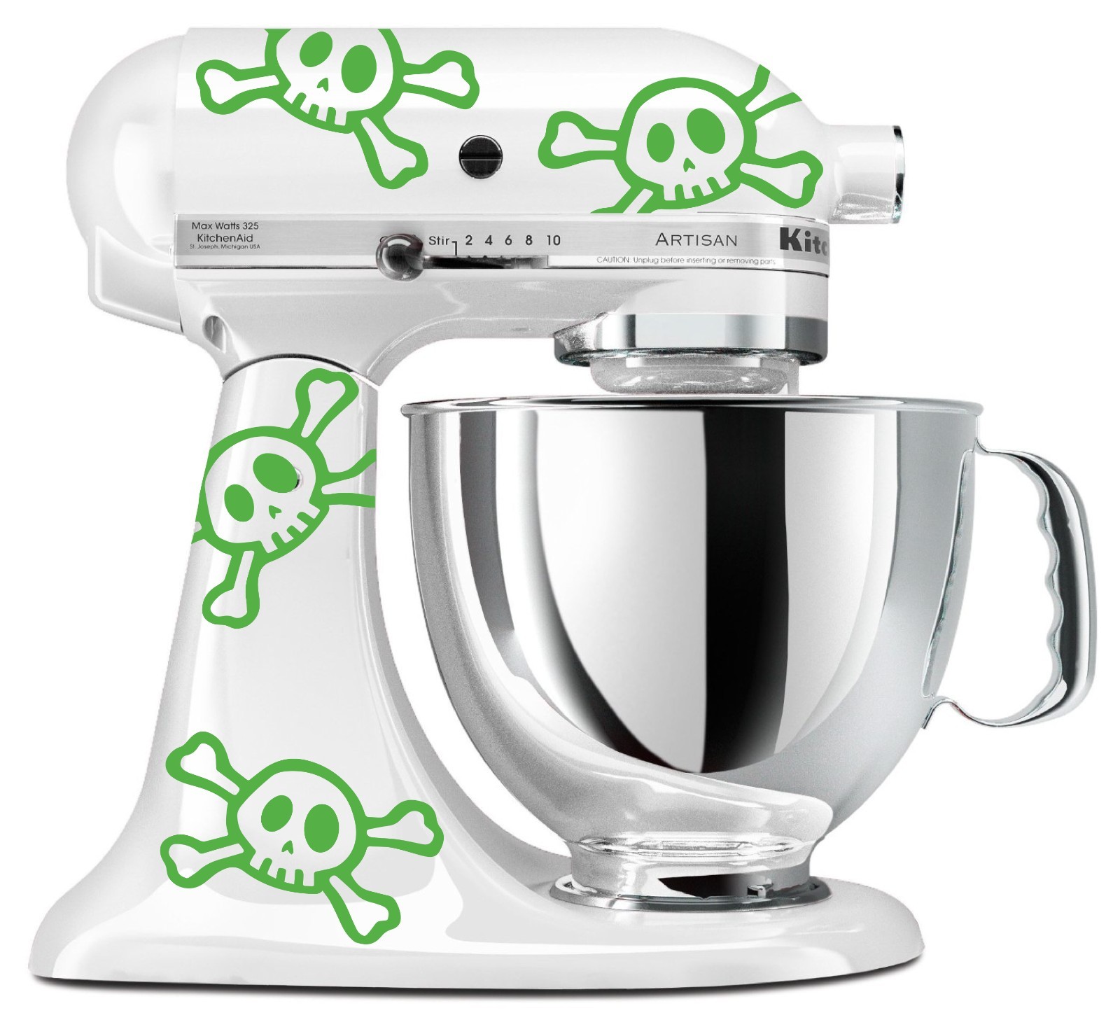 Skull & Crossbones Vinyl Decals for KitchenAid Mixer: Set of 8