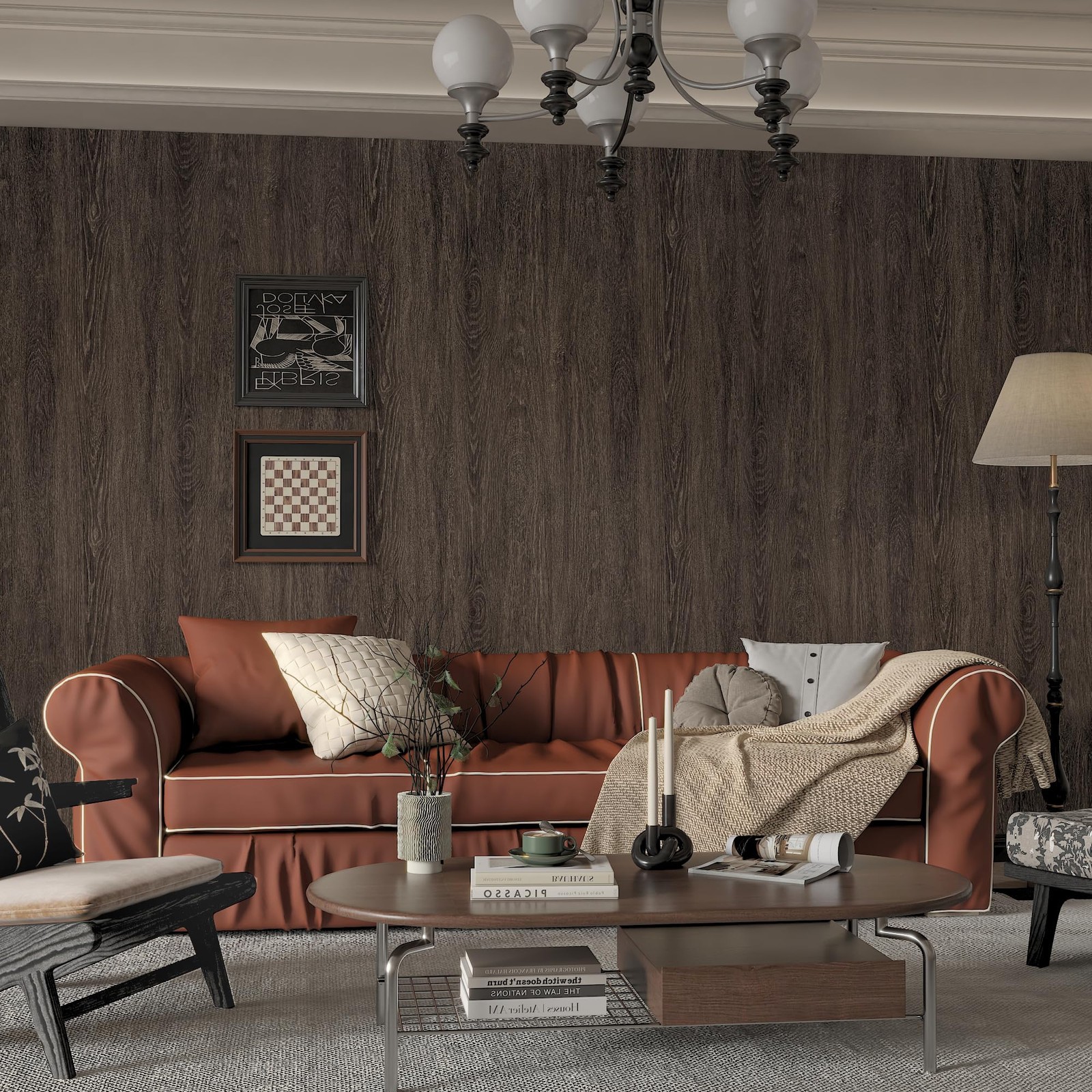 48x78inch Extra Wide Dark Brown Wood Grain 48" x 78", Chocolate
